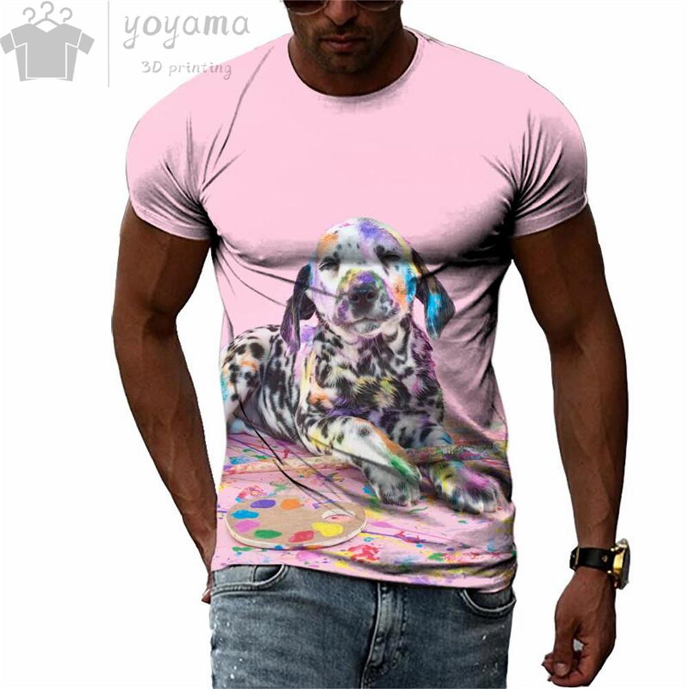 Мужская летняя футболка с милым 3D-рисунком немецкой овчарки, мужские летние футболки с коротким рукавом