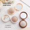 Portable Mini Massage Comb with Mirror - Foldable, Cute Air Cushion Design for Girls