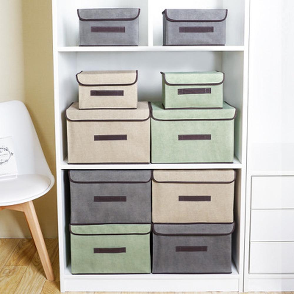 Imitated Hemp Non-woven Fabric Folding Sundry Storage Box Portable Dustproof Storage Box Clothing Sorting Box.