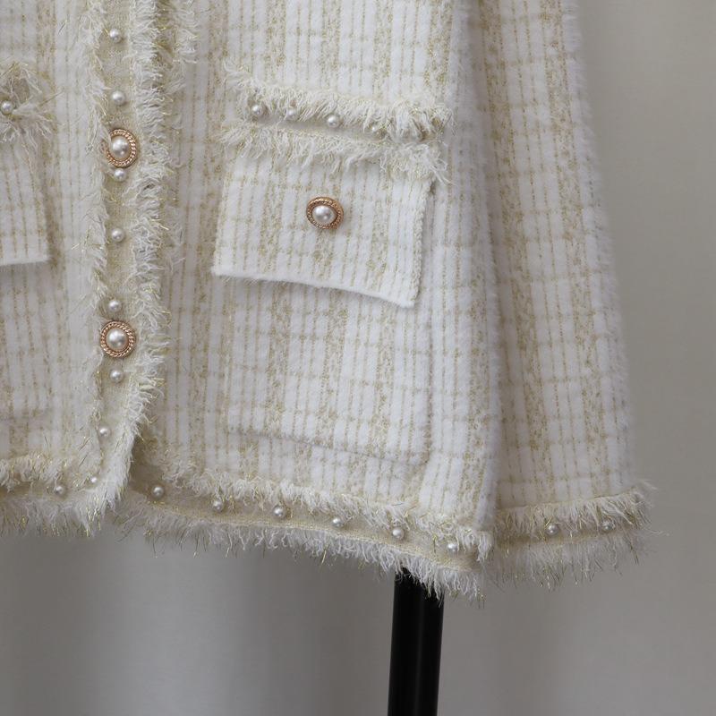 Осень и зима новый вязаный кардиган из искусственного норкового бархата, свободный, с бахромой и бисером, свитер-жакет женский