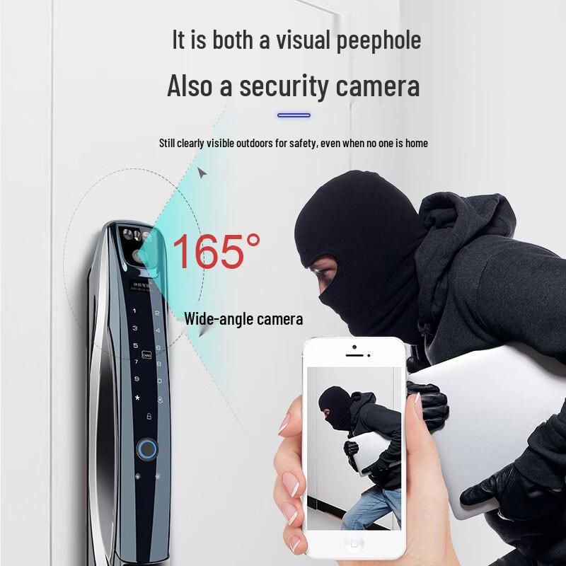 Умный дверной замок ZUCON I8 с распознаванием лиц и WiFi-глазком, штекер CN (адаптер в комплекте)