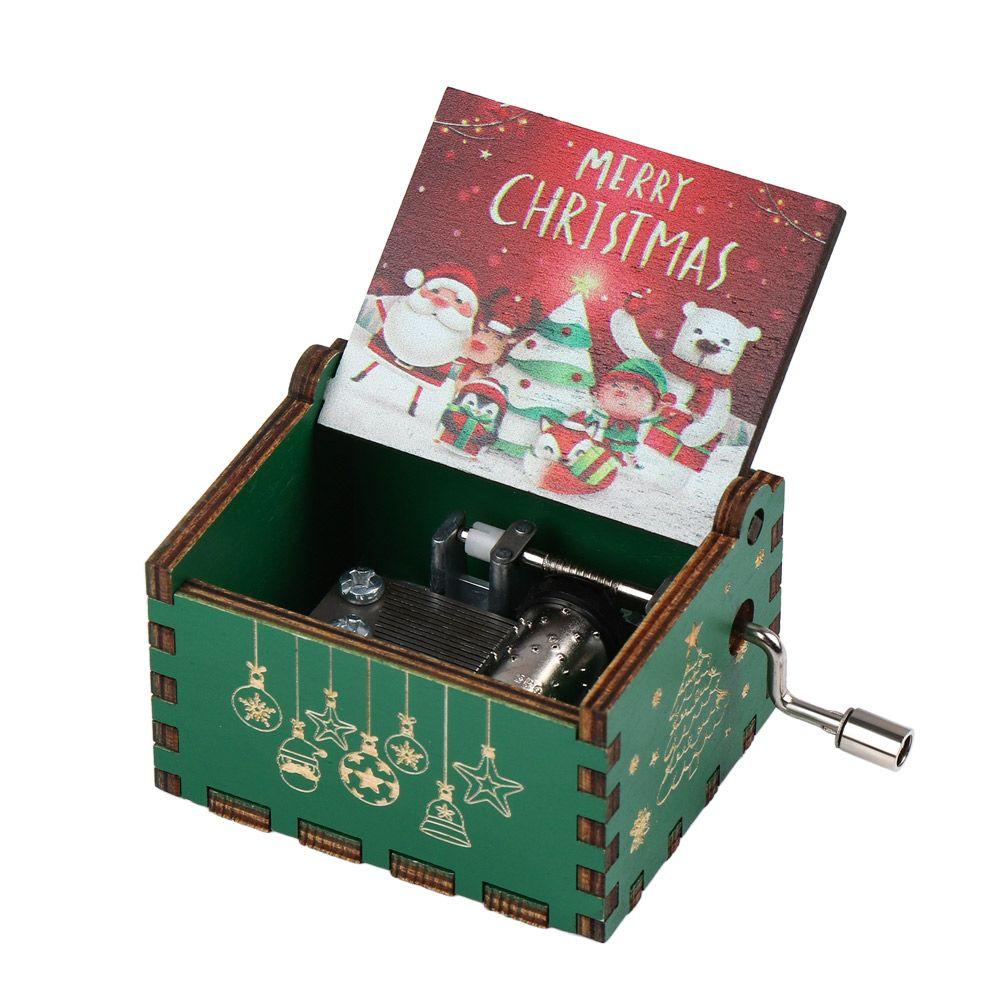 Gifts Wooden New Year Musical Boxes Music Box Merry Christmas Hand Crank