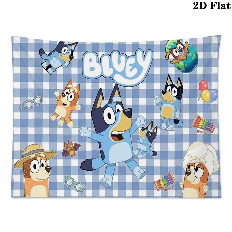 Bluey Wall Tapestry Aesthetic Wall Hanging Printed Fabric Blanket Decorative Tapestries for Bedroom Living Room Home Decor
