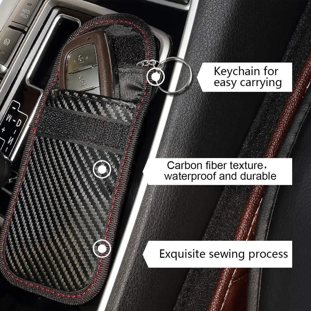 Чехол для автомобильного ключа из углеродного волокна, защитный короб для автомобильного ключа, защитный чехол для RFID-ключей, сумки для кредитных карт, органайзер для защиты конфиденциальности