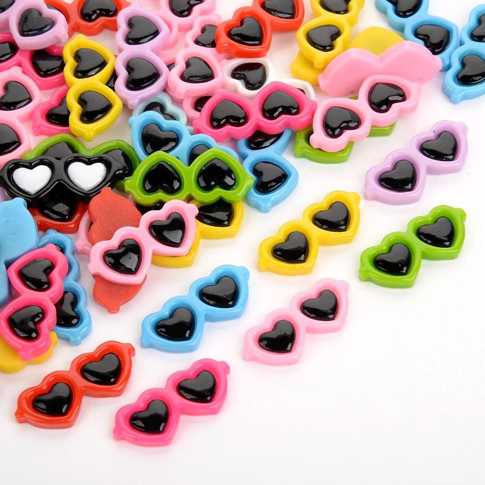 50 шт. Мини-кабошоны в виде смоляных солнцезащитных очков с плоской задней стороной, Имитация игрушки, Кавайные смоляные украшения, Скрапбукинг