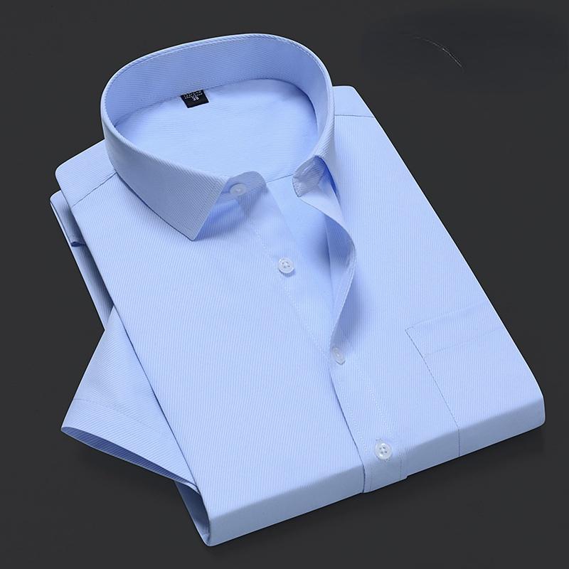 Летняя рубашка с коротким рукавом S~8xl Мужская в полоску Квадратный воротник Не требует глажки Обычный крой Антискладки Карман Мужская Социальная рубашка