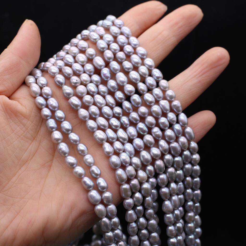 1String Elegant Luxury Rice Shape Grey Artificial Pearl Beads for Jewelry Making Christmas Valentine's Day Gift, DIY Romantic Love Wedding Party Craft