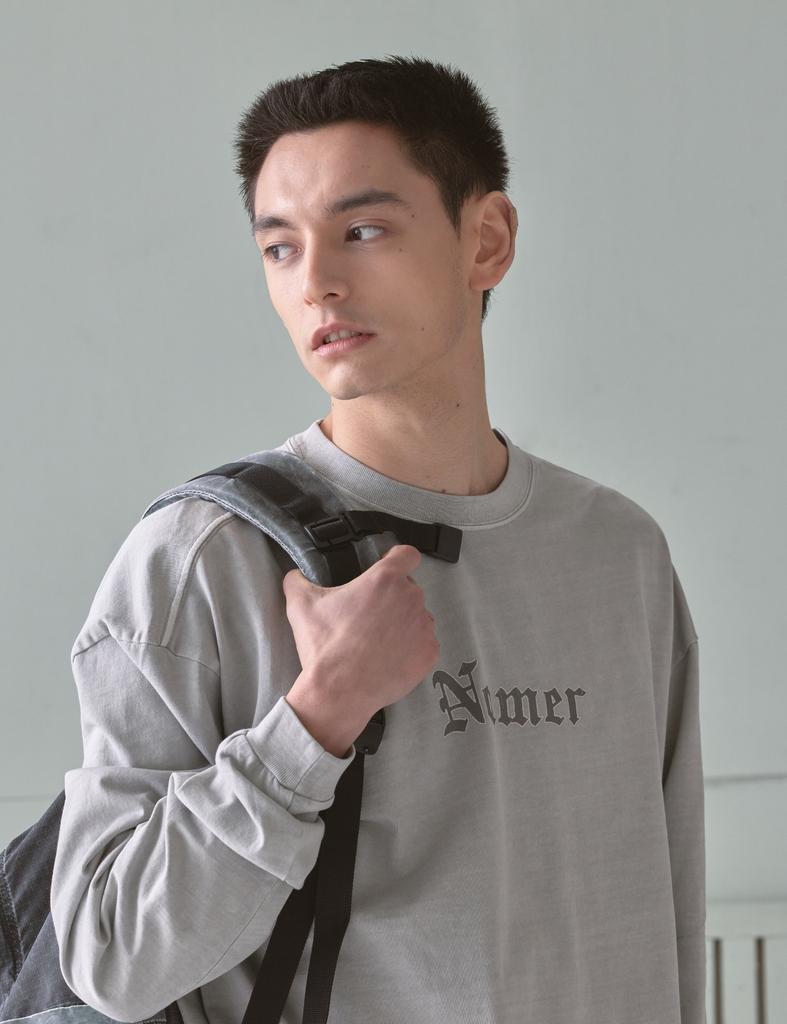 NAMERCLOTHING Староанглийская футболка с длинным рукавом Светло-серая