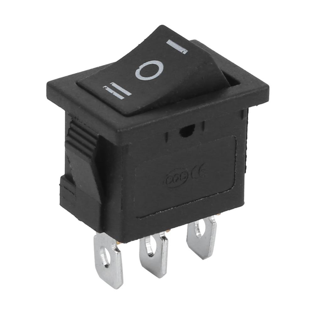 10 шт. KCD1 Мини-тумблер 6A250V 10A125V 3 контакта 3 положения Лодочный тумблер SPST Вставной Черный Переключатель ВКЛ-ВЫКЛ-ВКЛ Автоматический переключатель