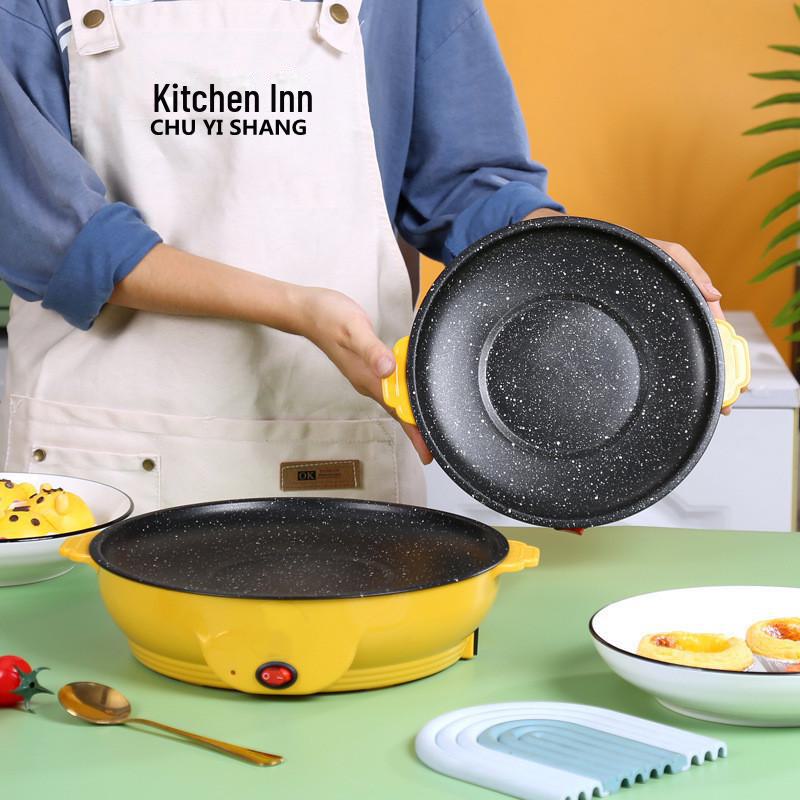 Электрическая сковорода-гриль с антипригарным покрытием для корейского барбекю, стейков и еды на вынос – маломощная, мини-размер для студенческих общежитий