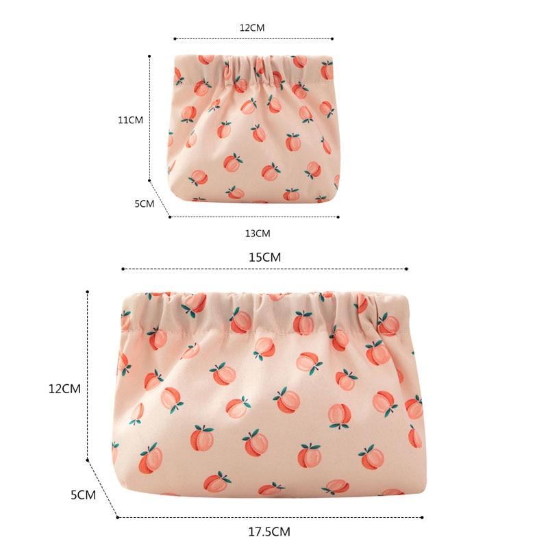 Mini Fruit Printed Cute Makeup Storage Bag Lipstick Cosmetic Bag Earphone Key Shrapnel Sanitary Napkin Bag Cute Women Coin Purse