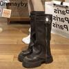 Fashion Platform Heel Knee High Boots Women Fashion Ladies Belt Buckle Knight Long Boots Autumn Winter Women's Thick Heel Shoes
