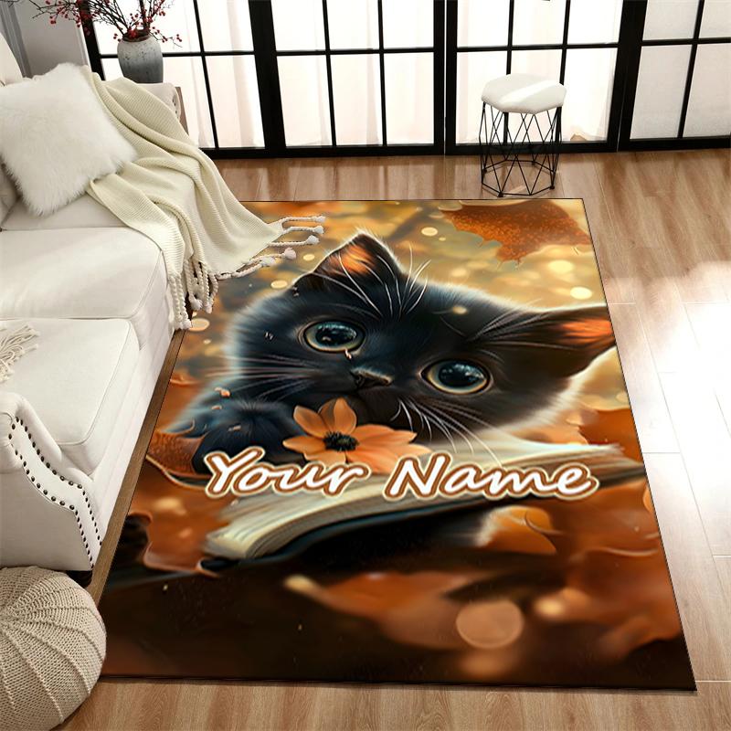 1PC Custom Name Autumn Whiskers Words Theme Floor Mat Ideal for Living Room, Game Rooms, Office, Bedroom, Office Floor Mat , Floor Mats for Home