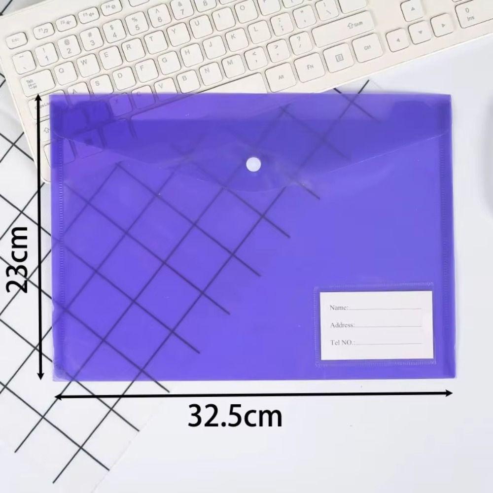 1Pcs Clear A4 Binder Pocket Snap Button Envelope Popper Wallets  for School Office Home