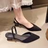 Fashion 2025 Summer New Pointed Solid Color Simple Shallow Mouth Comfortable Women's Outwear Back Strap Fashion Sandals Women