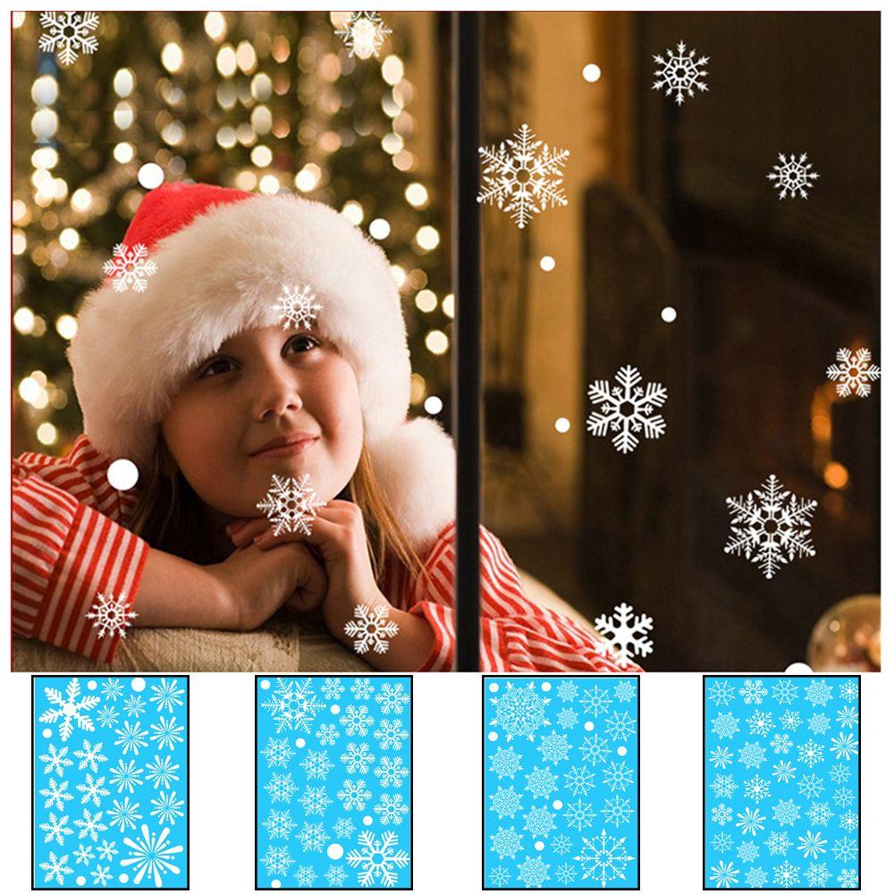 1 Set Vinyl Ornament Christmas Wall Art Wall Stickers Snow Flakes Decals Shopwindow Decor