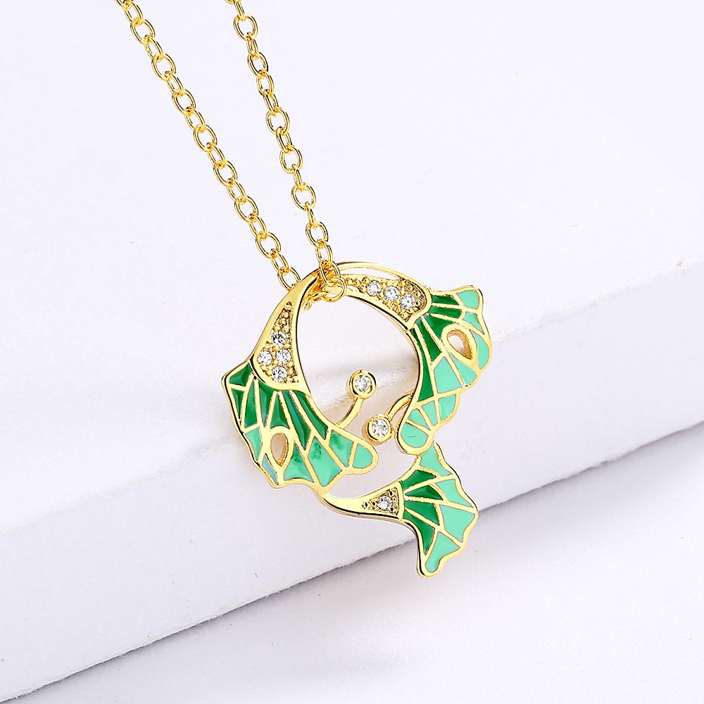 Creative Handmade Epoxy Green Leaf Pendant Necklace 925  Ladies Party Birthday Jewelry Gift
