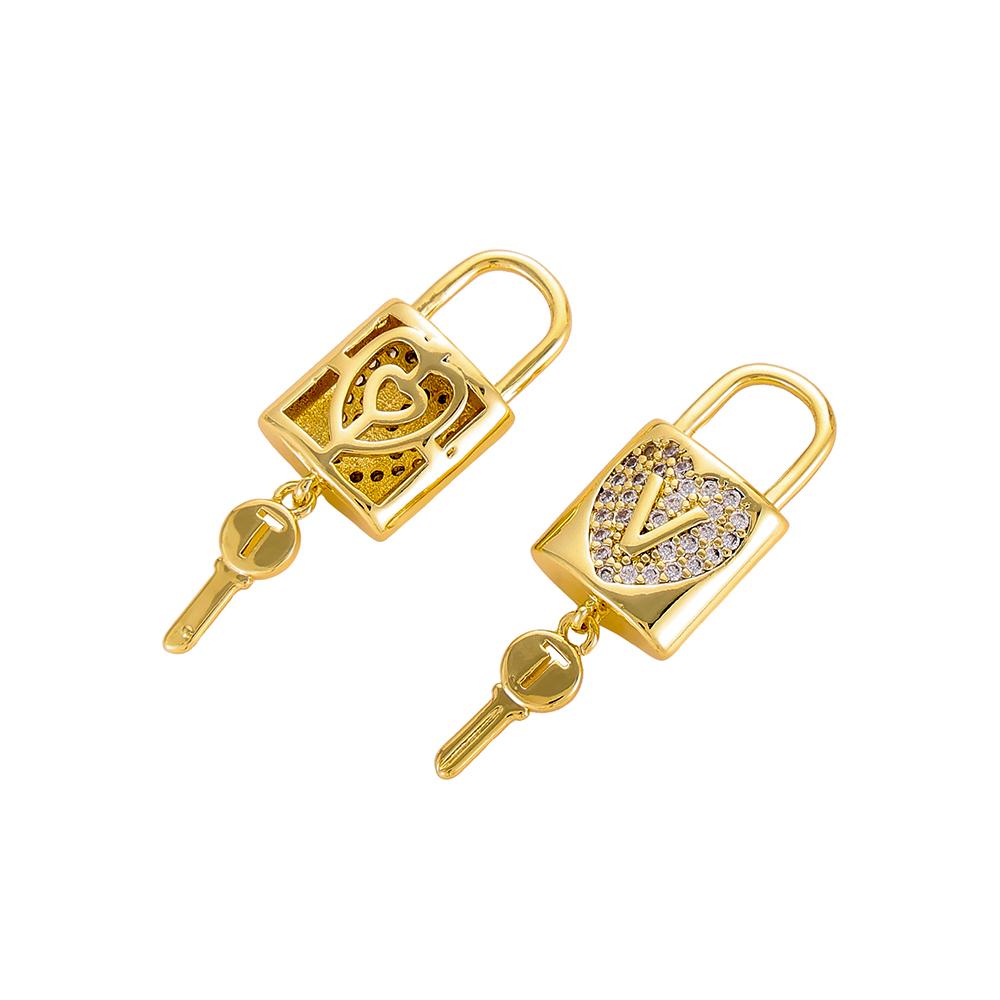 CARLIDANA Изящный Замок с Ключом Подвеска Покрытие 14K Золотом Буква Подвеска Циркон Сердце Любовь Аксессуары для Серьги Браслет Ожерелья