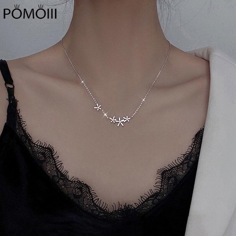 925 Sterling Silver Cherry Blossoms Pendant Necklace for Women Mnimalist Clavicle Chain Wedding Party Jewelry