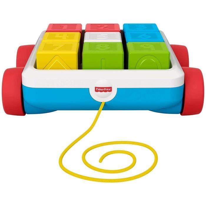 Jouet d'éveil - fisher price - mon wagon cubes à tirer - 9 cubes de couleurs - dès 6 mois