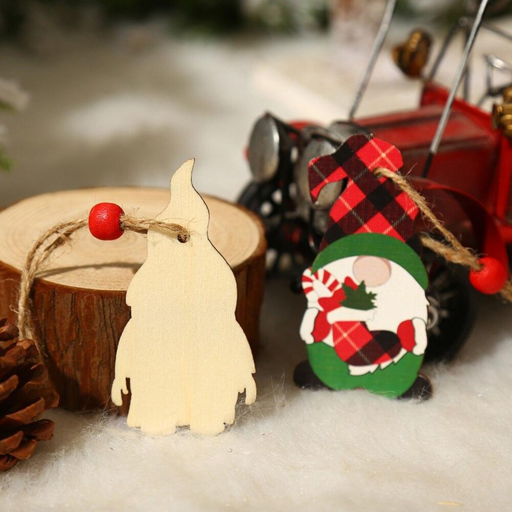 Christmas Ornaments Colorful Wooden Crafts Xmas Decor Hanging Crafts