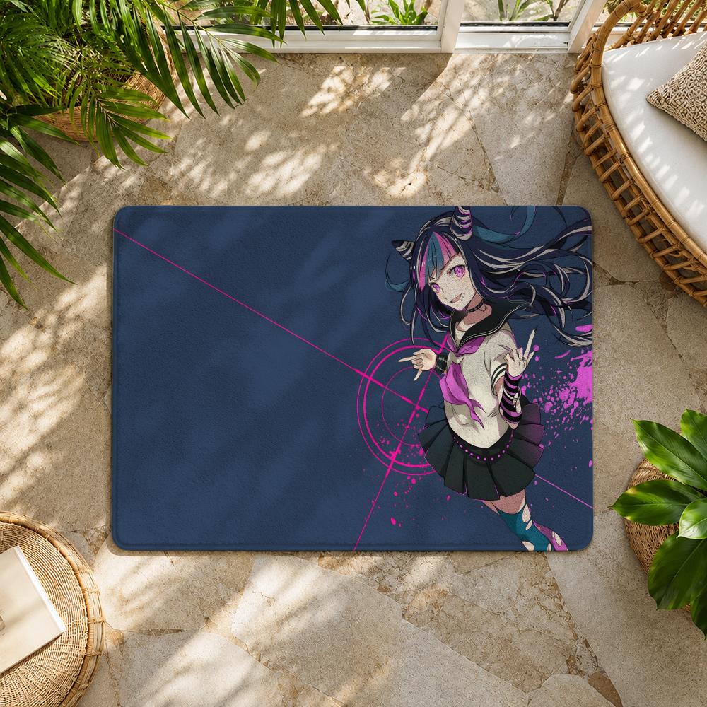 D-Danganronpa Anime Game Floor Mat Flannel Rug Non Slip Absorbent Soft Washable For Entryway Hallway Bathroom Kitchen Decor