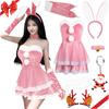 Santa Cosplay Bunny Santa Claus Christmas Cosplay Sexy Rabbit Ears Arm Cover Santa Claus Cute Miniskirt Santa [Goreson] Women's [Luxurious 7-piece