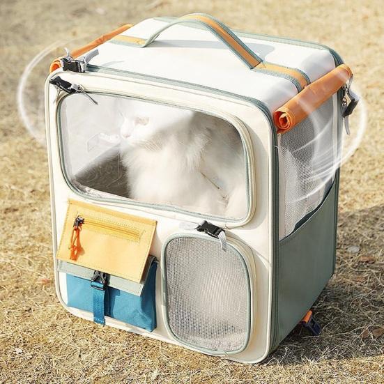 Yousheng Large Cat Carrier Portable Feeding Window Pet Traveling Carrier Breathable Cat Backpack Carrier with Snack Pockets Cat Nest Carrying Bag
