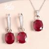 Light Luxury Natural Ruby Women's Earrings Necklace Jewelry Set 925 Sterling Silver Fine Jewelry Anniversary Wedding