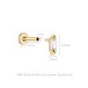 Custom High Quality Solid 18K Gold Baguette Internally Threaded Earrings Diamond Inlaid Cartilage Studs Luxury Piercing Jewelry