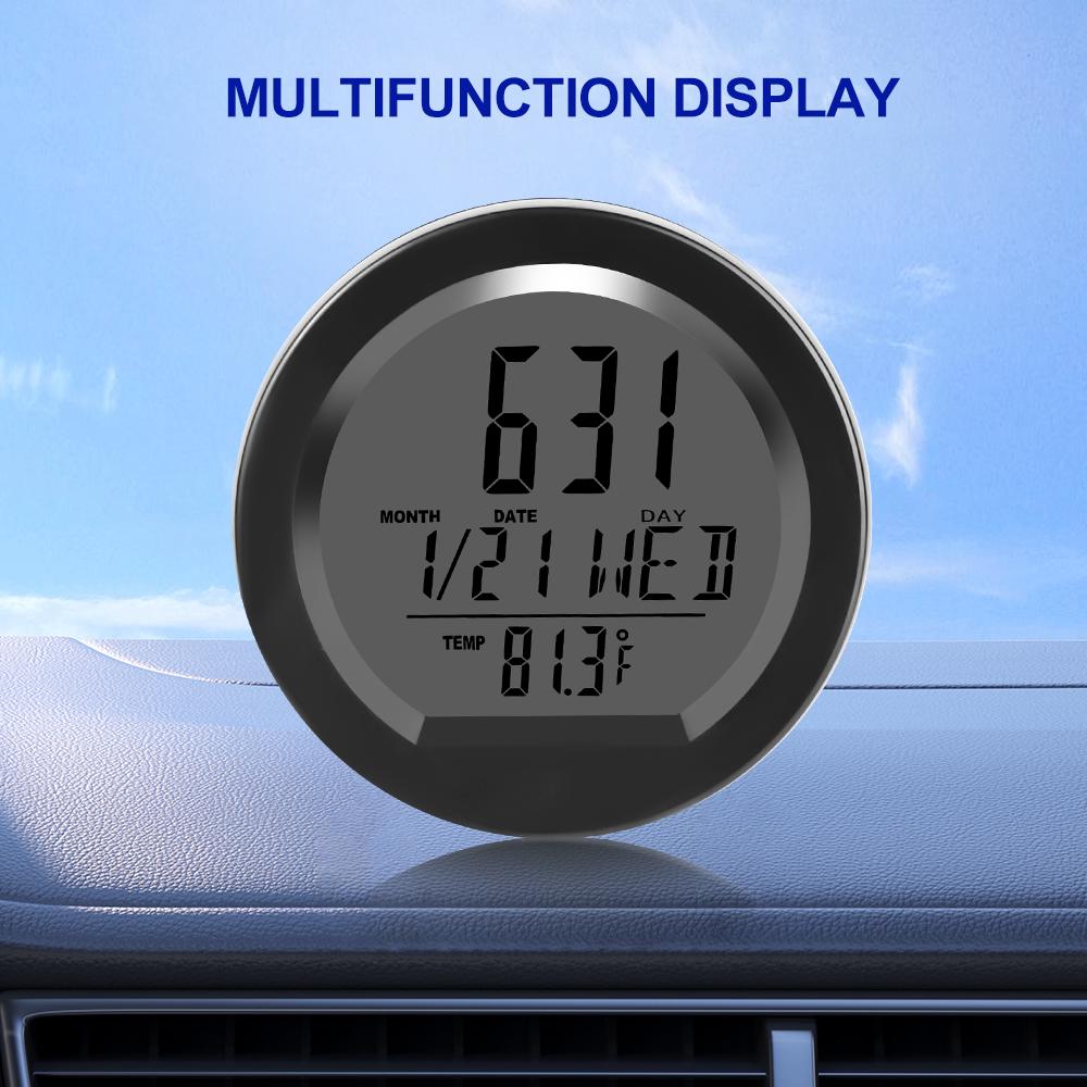 Solar Car Clocks Dashboard Thermometer Automotive Electronic Watch Led Digital DisplayTime with Back Luminous Car Accessories