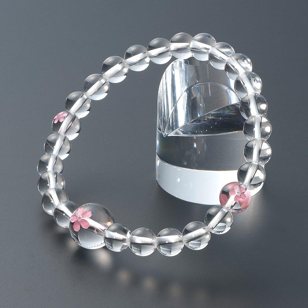 Buddhist altar shop Takita Shoten Specially Selected Bracelet Prayer Beads Natural Stone Bracelet Genuine Crystal Cherry Blossom Carving 7mm Beads