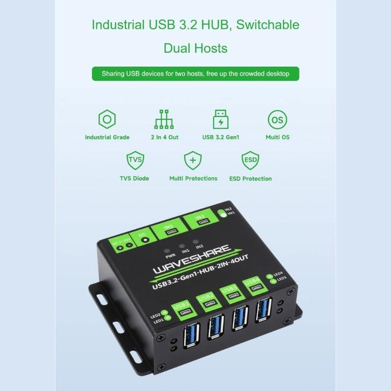 4 порта USB 3.2 концентратор 4X расширенные порты 2 в 4 выхода для 2 хостов коммутация MTT технология подходит для промышленной автоматизации