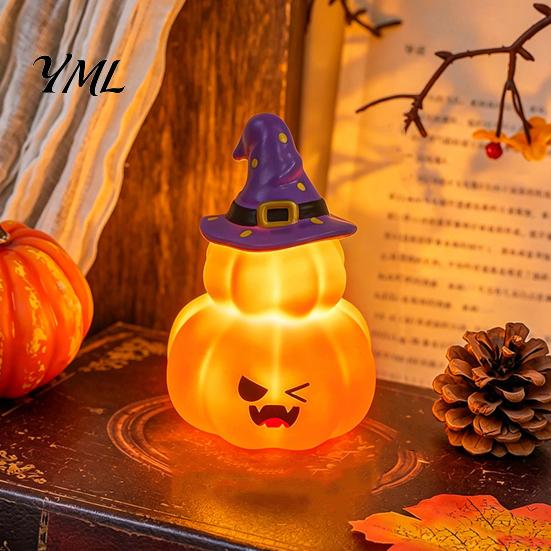 LED Night Light for Party Cute Halloween Ghost/Pumpkin Desktop Decoration, Battery Durable Plastic Operated Nursery with Warm Glow Home Decor