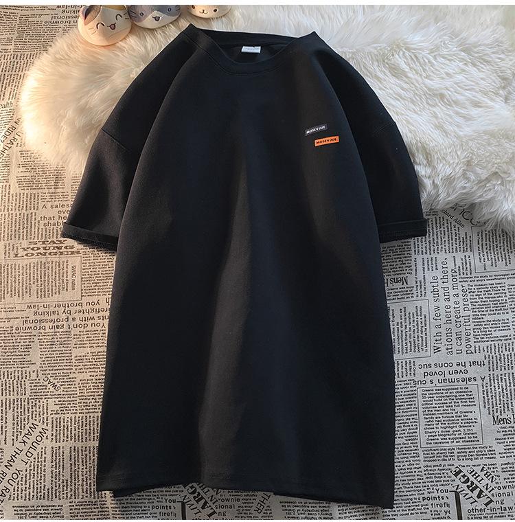 Мужская футболка оверсайз в американском ретро-стиле с маленьким воротником - модный летний хлопковый стиль