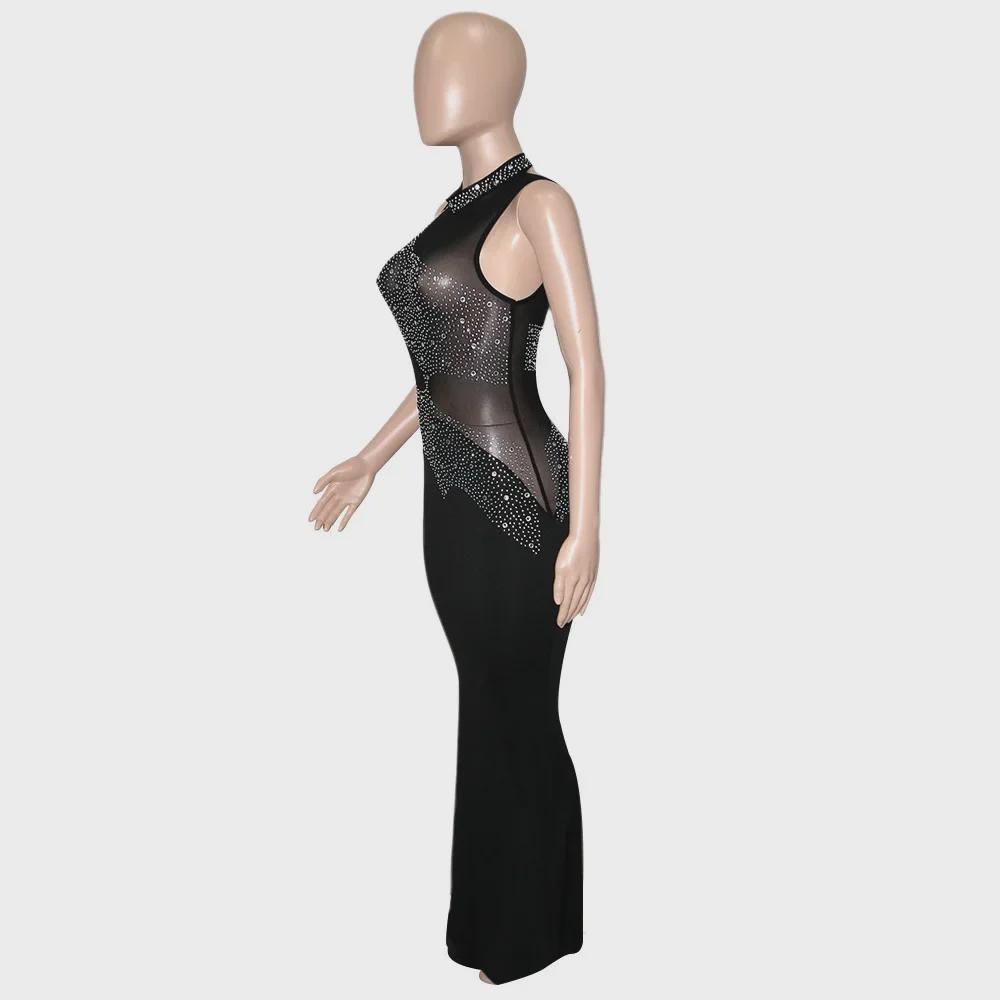 Women's Rhinestone Sleeveless Evening Dress