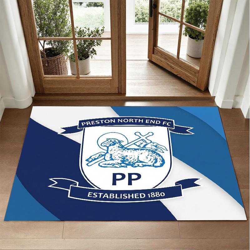 Preston North End Football Design Crystal Velvet Rug Soft Decorative Mat for Bedroom Entrance