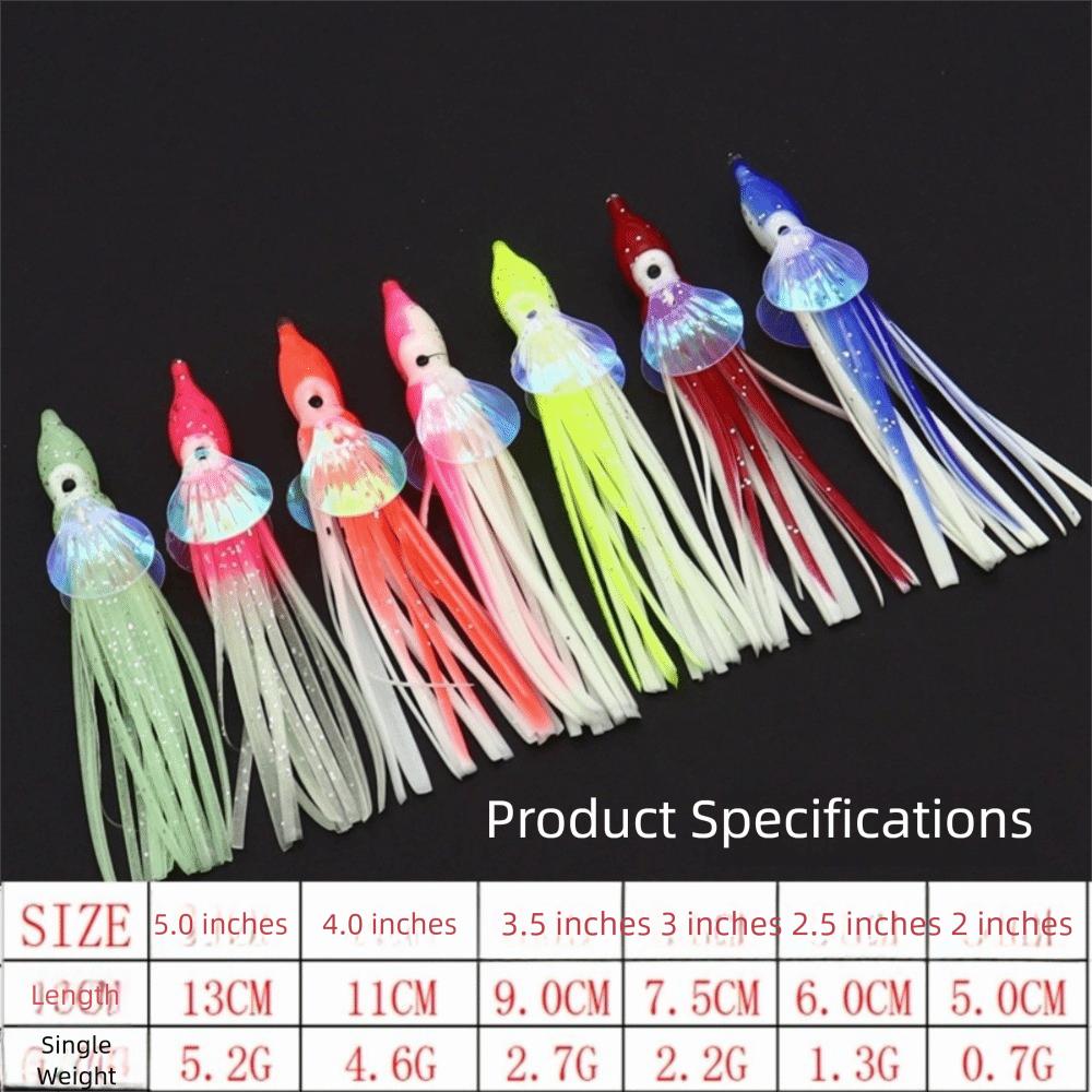 5pcs Glow-in-the-Dark Glow-in-the-Dark Squid Skirt Fishing Lures Soft Rubber 13cm Soft Rubber Octopus Skirts Fishing group
