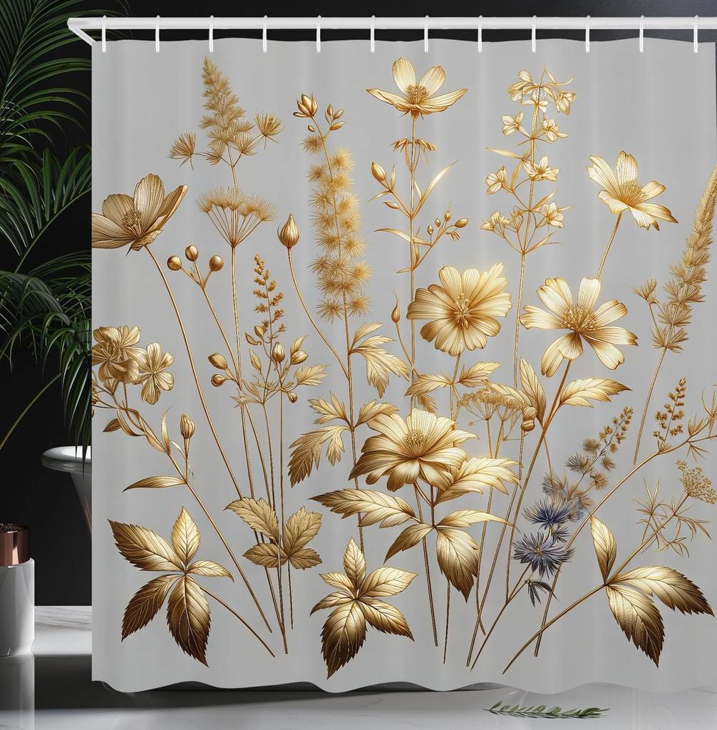 Floral Plant Theme Vintage Shower Curtain Vine Green Leafy Peacock Fabric Bathroom Decorative Shower Curtain With Hook