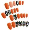 24 шт. накладные ногти на Хэллоуин, короткие квадратные накладные ногти, симпатичные дизайны, глянцевые накладные ногти, милые накладные ногти на Хэллоуин, полное покрытие, наклеиваемые на