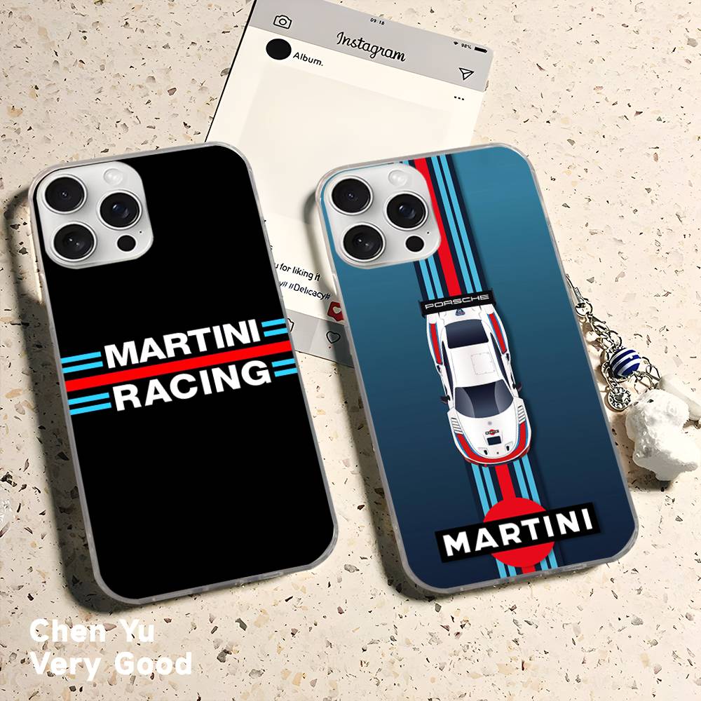 Чехол для телефона M-Martini Racing с горизонтальной полосой для iPhone 17 16 15 14 13 12 11 Plus Pro Max Сатиновый Цветной Глянцевый Чехол