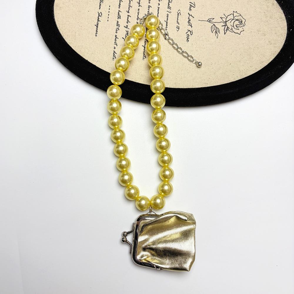 Imitation Pearl Pearl Pendant Necklace Colorful Party Jewelry New Design Mini Bag Necklace