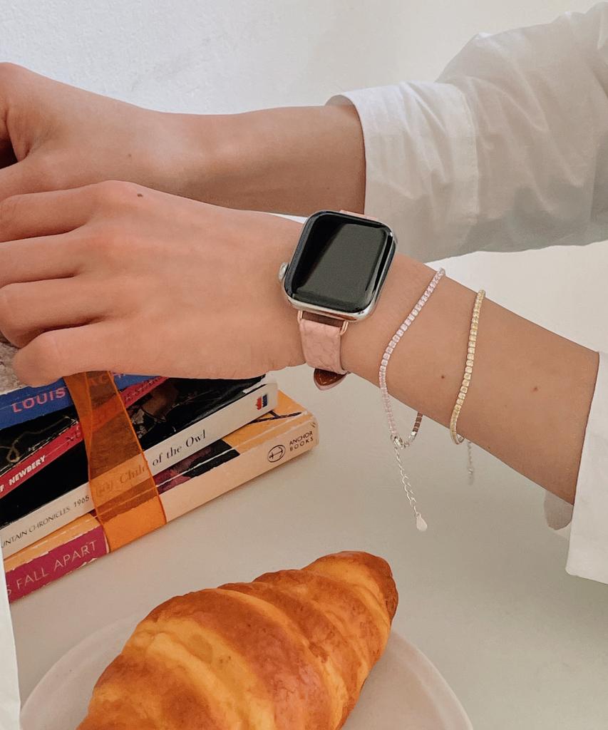 Adeo [Лимитированная серия] Apple Watch Премиальный Тонкий Ремешок Теплый Розовый Кожаный Ремешок для Часов