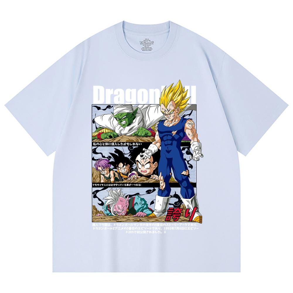 230 Gsm 100% Cotton Dragon Ball V6 Majin Vegeta Print Unisex Heavy Cotton T Shirt