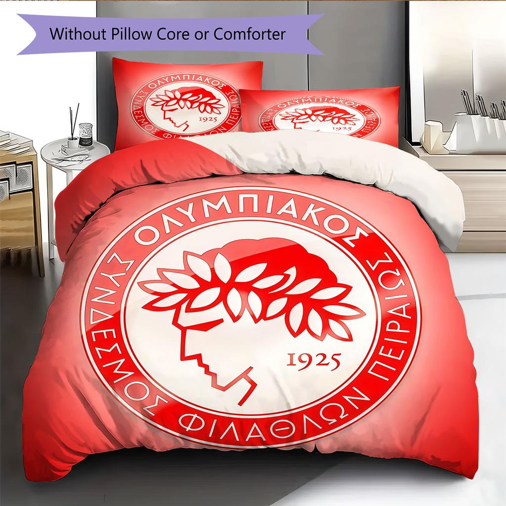 Olympiacos Bedding Quilt Set Quilt Cover Pillowcase Home Decoration Birthday Gift (1 * duvet cover + 2 * pillowcase, without core)