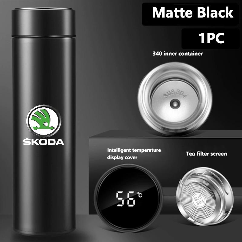 ICPG4 For Skoda Smart Thermo Mug Filter Coffee Drink Flask Temperature Display Cup Kamiq MK3 Roomster Rapid Kodiaq Karoq Fabia Enyaq
