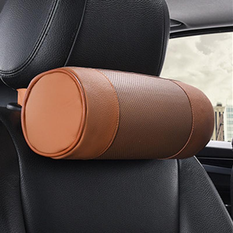 1/2 шт. подголовник автомобиля с эффектом памяти, подушка для шеи, натуральная кожа, круглый шейный валик, офисное кресло, цилиндр, подголовник, опорная подушка
