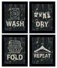 Inkdotpot 4 Piece Laundry Poster for Laundry Room Decor Wash Dry Fold Repeat , Laundry Room Posters Wall Art