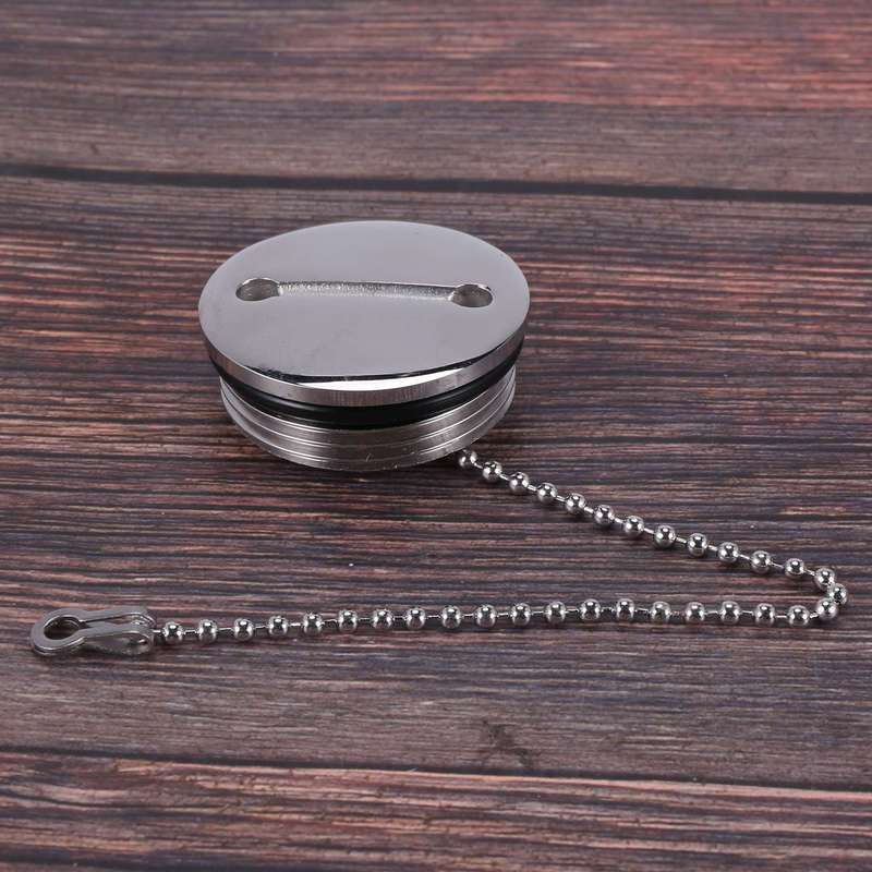 Boat Deck Fill Filler Replacement Cap with Chain Stainless Steel Fuel Water Gas