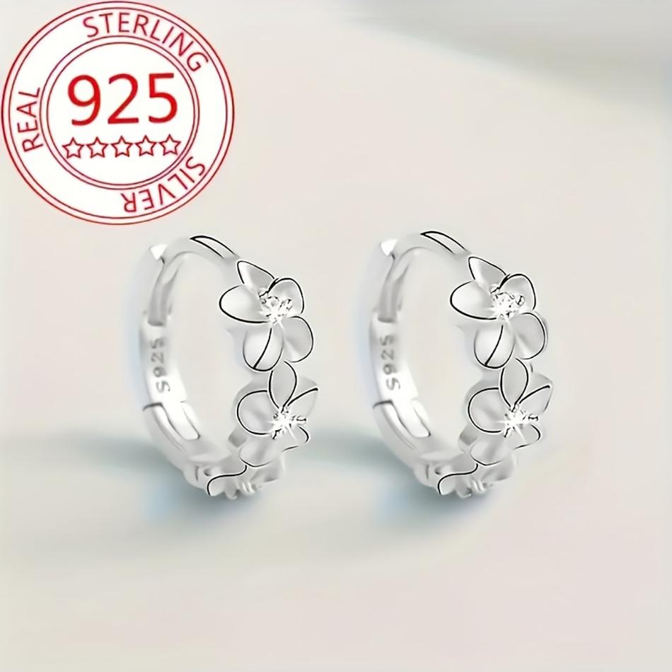Серьги-кольца из серебра 925 пробы со сладким цветочным дизайном Отлично подходят для повседневного ношения, праздников и в качестве подарков Винтажный богемный стиль